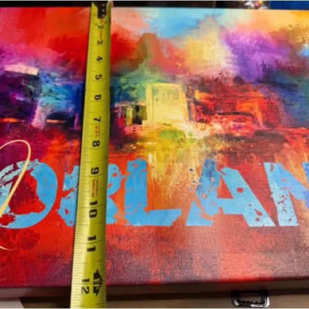 NEW- Abstract Art / travel art/ Disney / painting  / Orlando 19”x 12”x1.75”